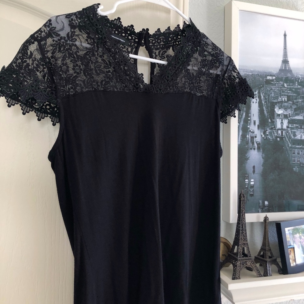 INC Black Lace Top